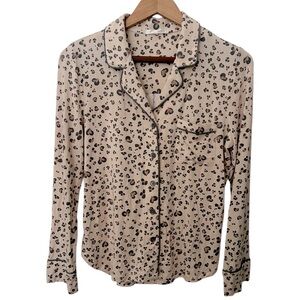 Z Supply Lounge Softest Pajama Shirt in Tan Leopard Size Large